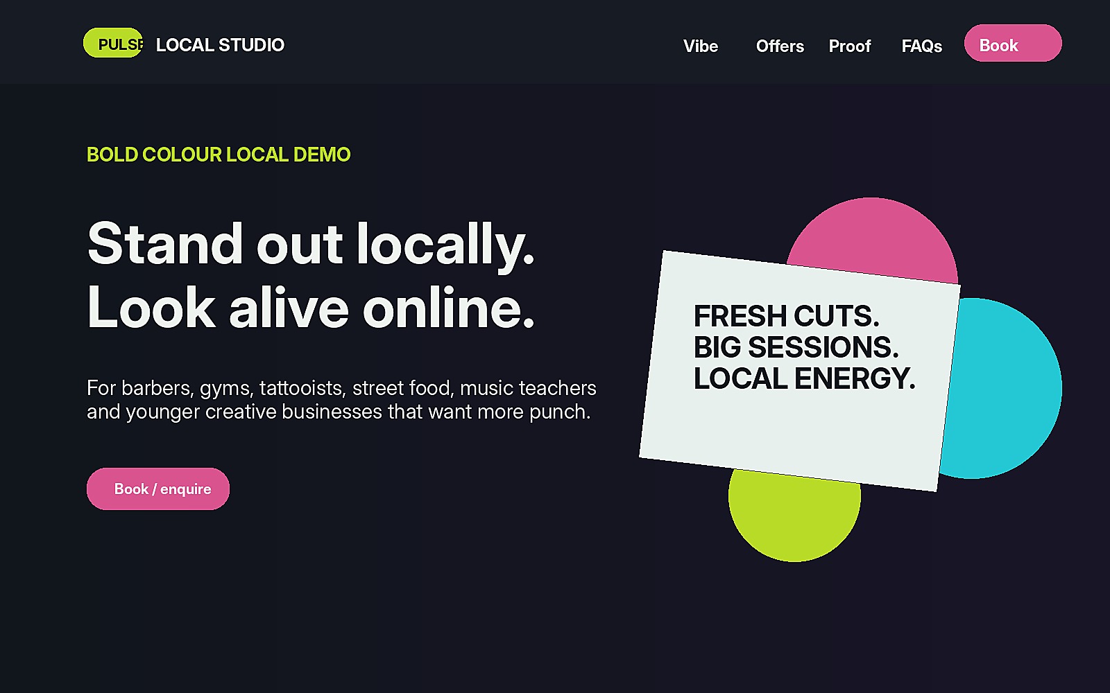 Preview of the Bold Colour Local template