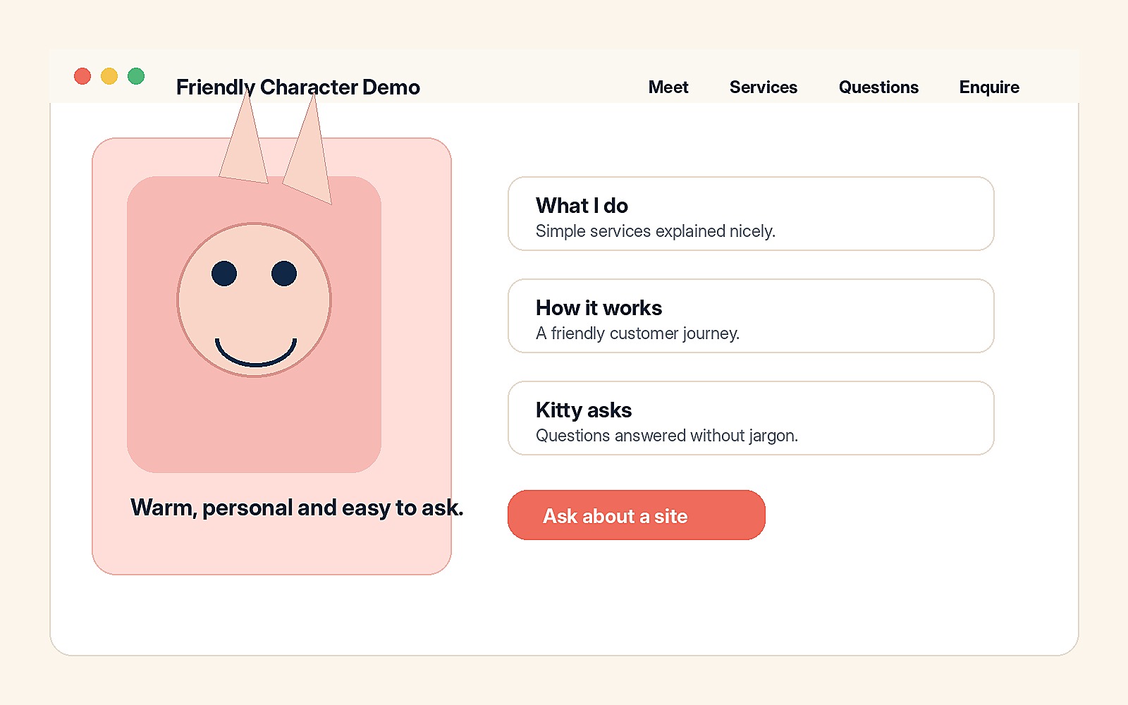 Preview of the Friendly Character template