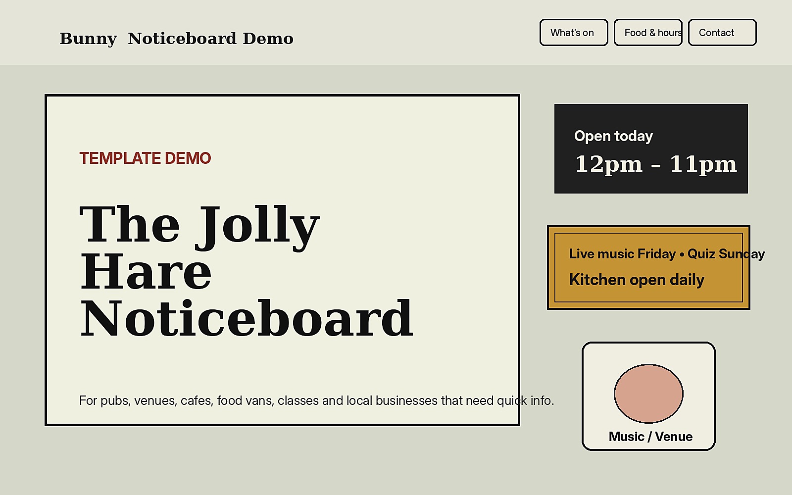 Preview of the Noticeboard / Venue template